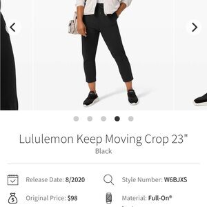 lululemon Black Keep Moving Crop Pants